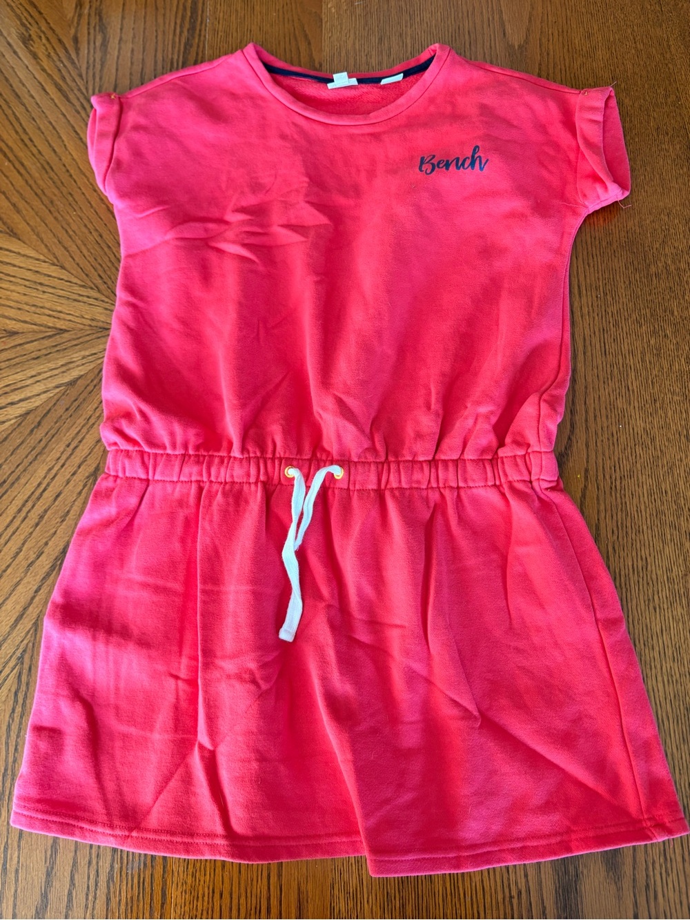 Bench Girls' Coral Pink Short Sleeve Drawstring Dress